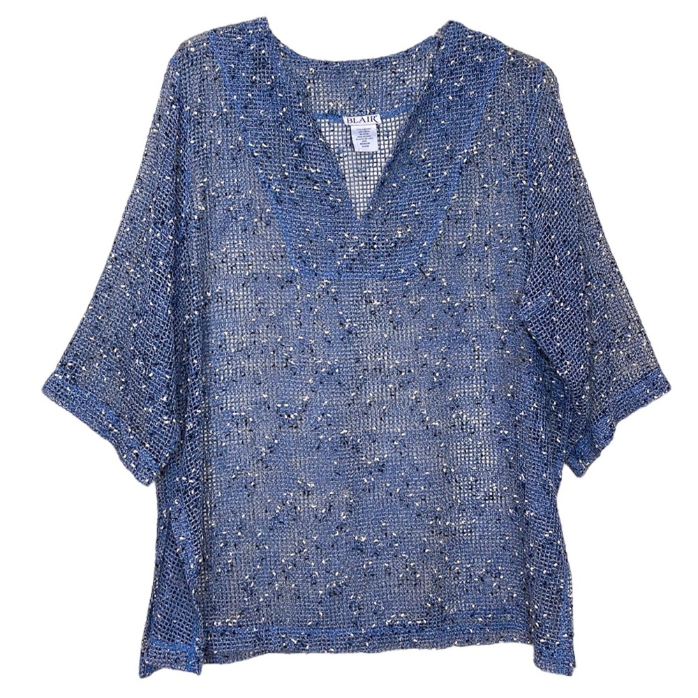 Blair Mesh Net Blue Tunic Top